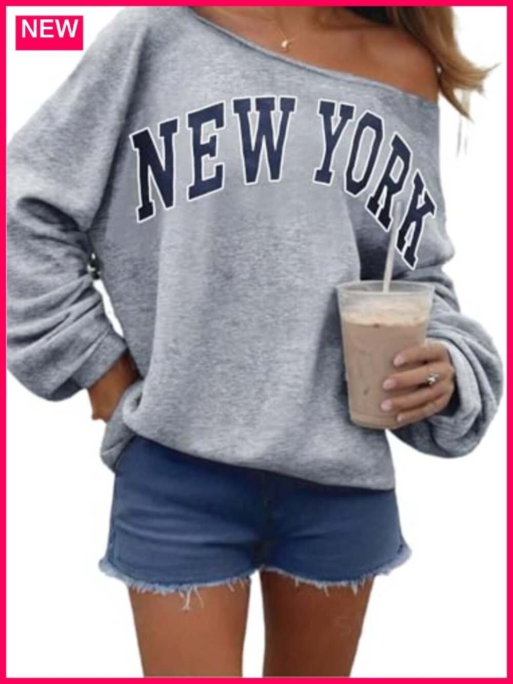Off The Shoulder Oversized Sweatshirt Long Sleeve Pullover